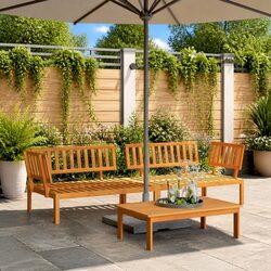 Outdoor Sectional Sofa Corner Set 2 pc Garden Pallet Furniture Solid Acacia Wood