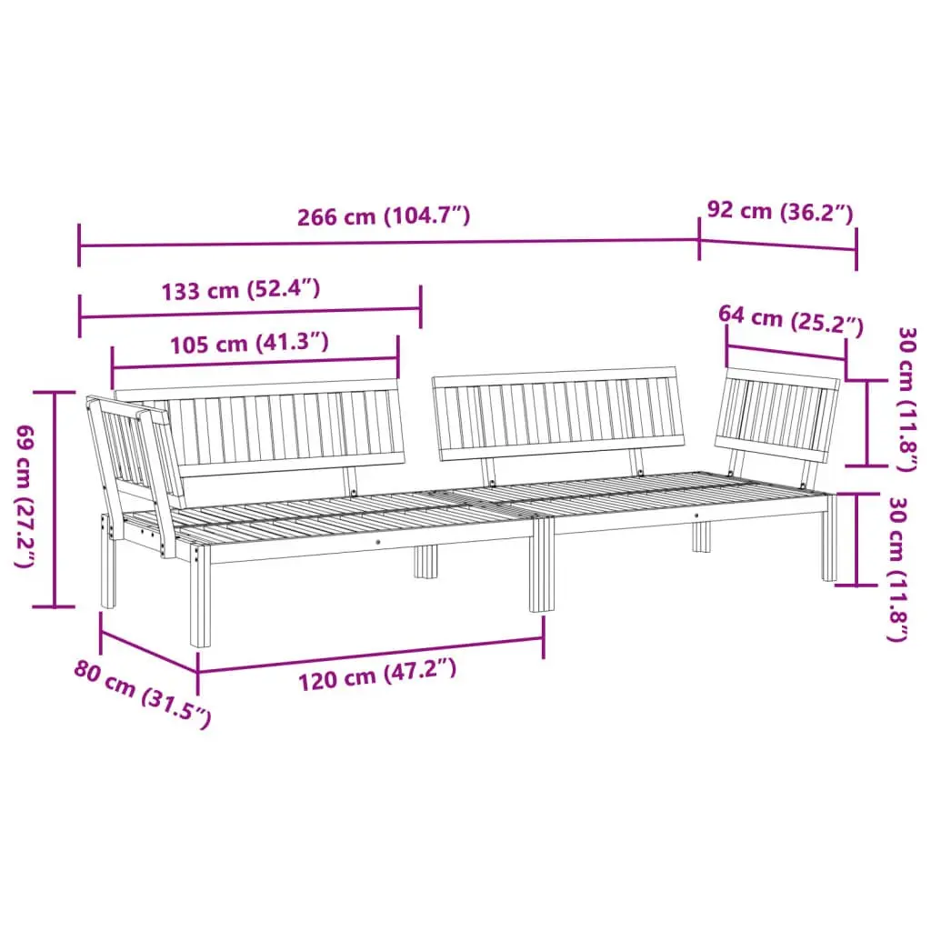 Outdoor Corner Sofa Set in Acacia Wood