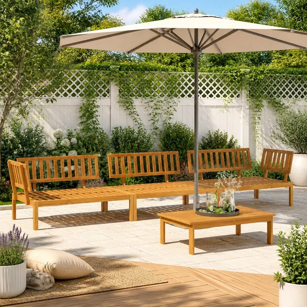 4 Piece Garden Pallet Sofa Set Outdoor Sectional Solid Acacia Wood Brown