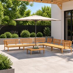 Outdoor Sectional Sofa Set 6 Piece Garden Pallet Furniture Solid Wood Brown