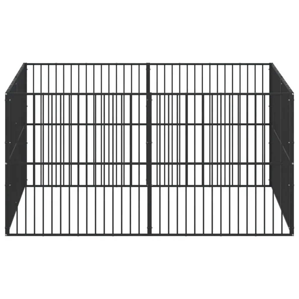 Dog Playpen 8 Panels Black Galvanised Steel Exercise Pen