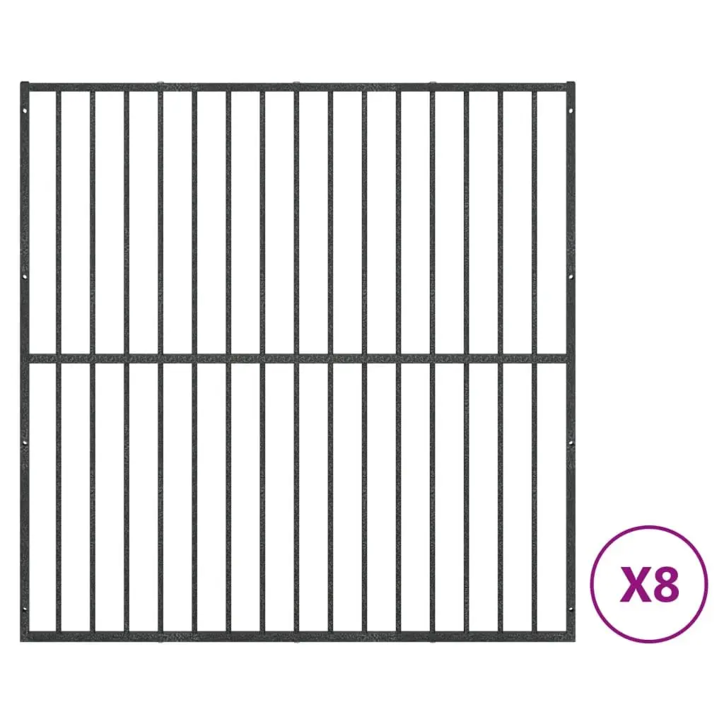 Dog Playpen 8 Panels Black Galvanised Steel Exercise Pen
