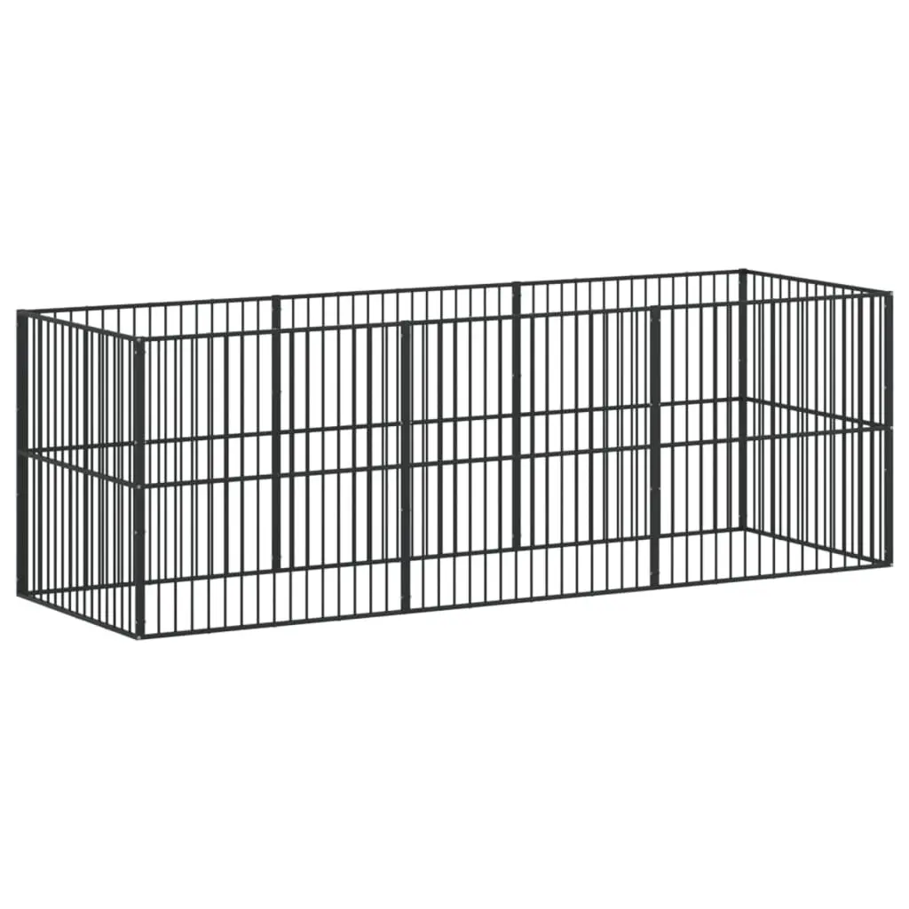 Dog Playpen 8 Panels Black Galvanised Steel Exercise Pen