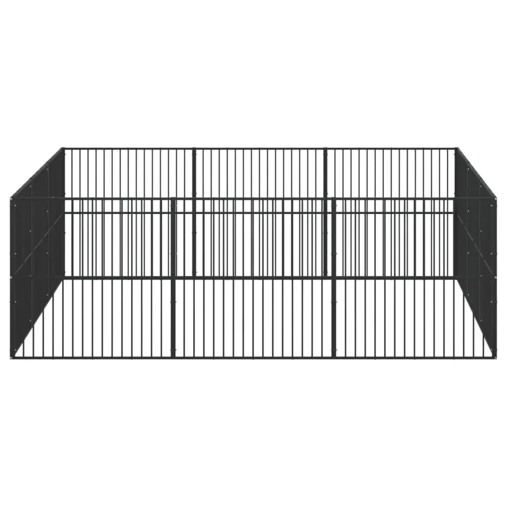 Dog Playpen 12 Panels Black Galvanised Steel Portable Exercise Pen