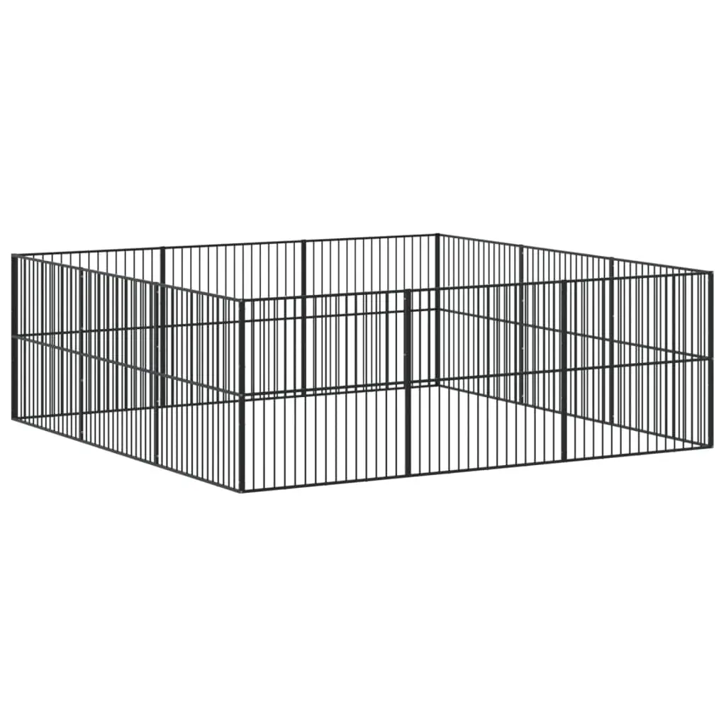 Dog Playpen 12 Panels Black Galvanised Steel Portable Exercise Pen