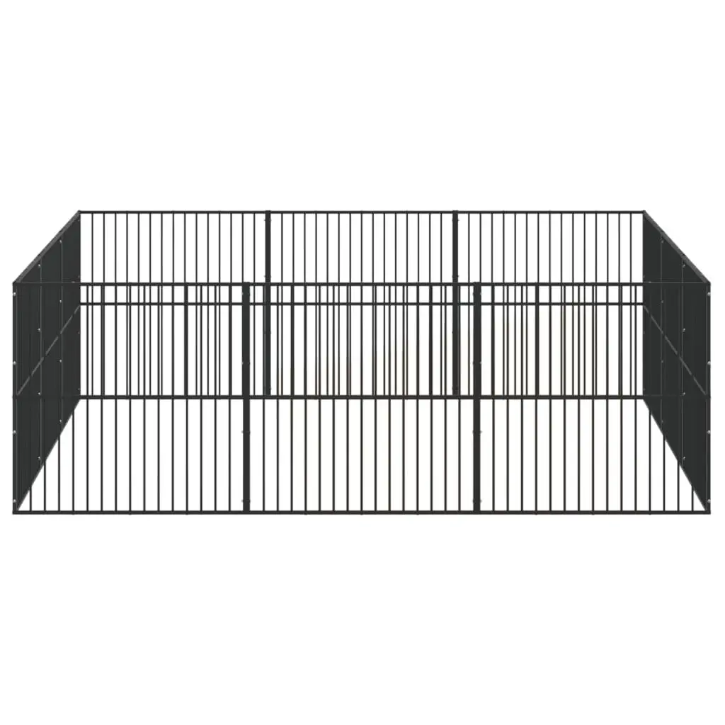 Dog Playpen 12 Panels Black Galvanised Steel Portable Exercise Pen