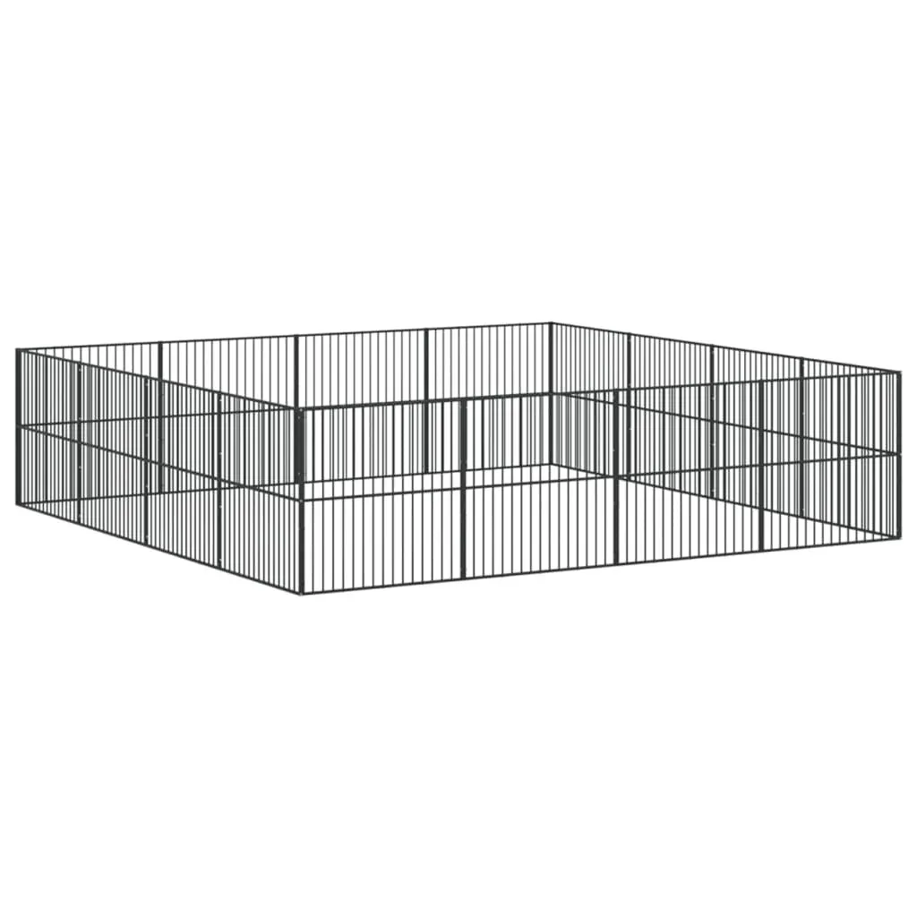 Dog Playpen 16 Panels Black Galvanised Steel Pet Exercise Enclosure Puppy Pen