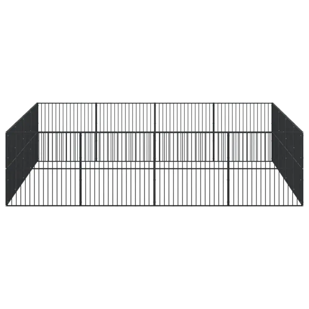 Dog Playpen 16 Panels Black Galvanised Steel Pet Exercise Enclosure Puppy Pen