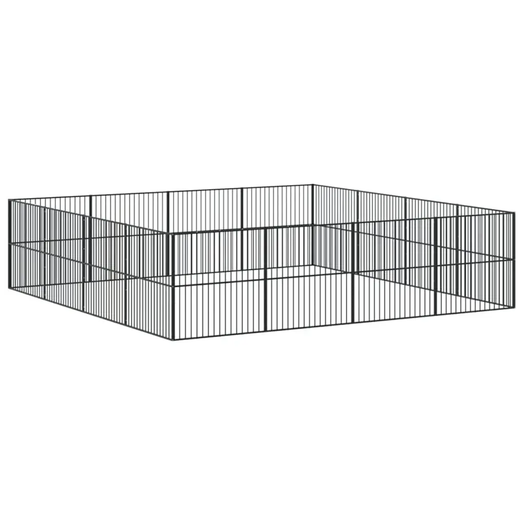 Dog Playpen 16 Panels Black Galvanised Steel Pet Exercise Enclosure Puppy Pen