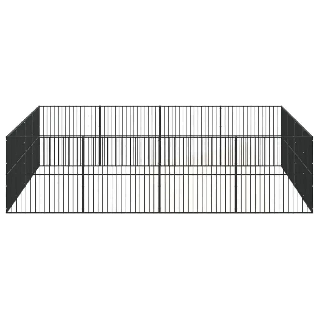 Dog Playpen 16 Panels Black Galvanised Steel Pet Exercise Enclosure Puppy Pen