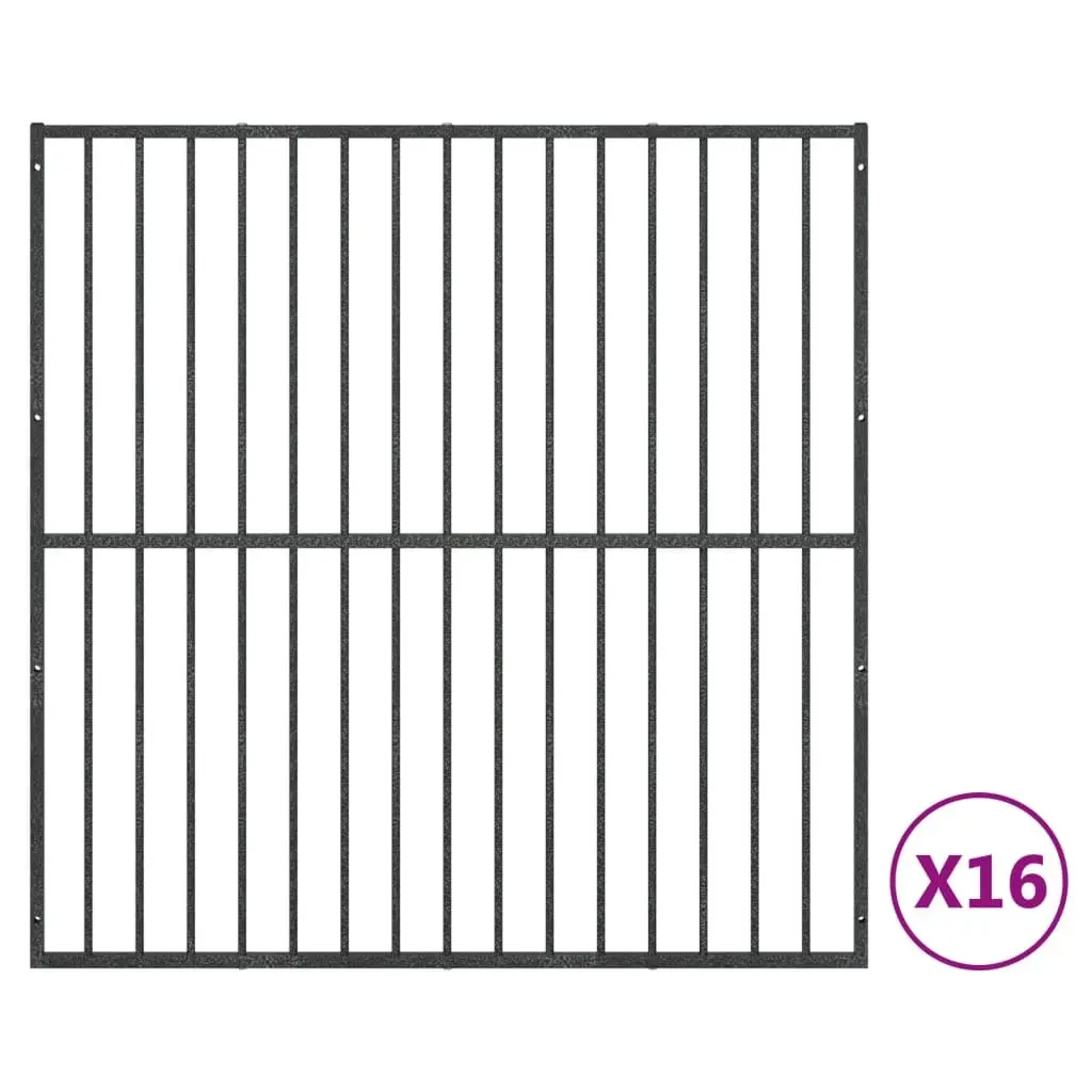 Dog Playpen 16 Panels Black Galvanised Steel Pet Exercise Enclosure Puppy Pen