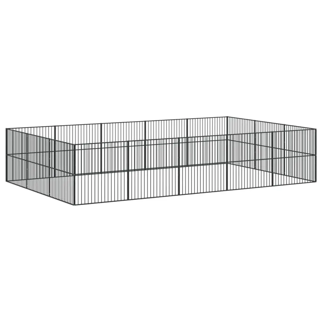 Dog Playpen 16 Panels Black Galvanised Steel Pet Exercise Enclosure Puppy Pen