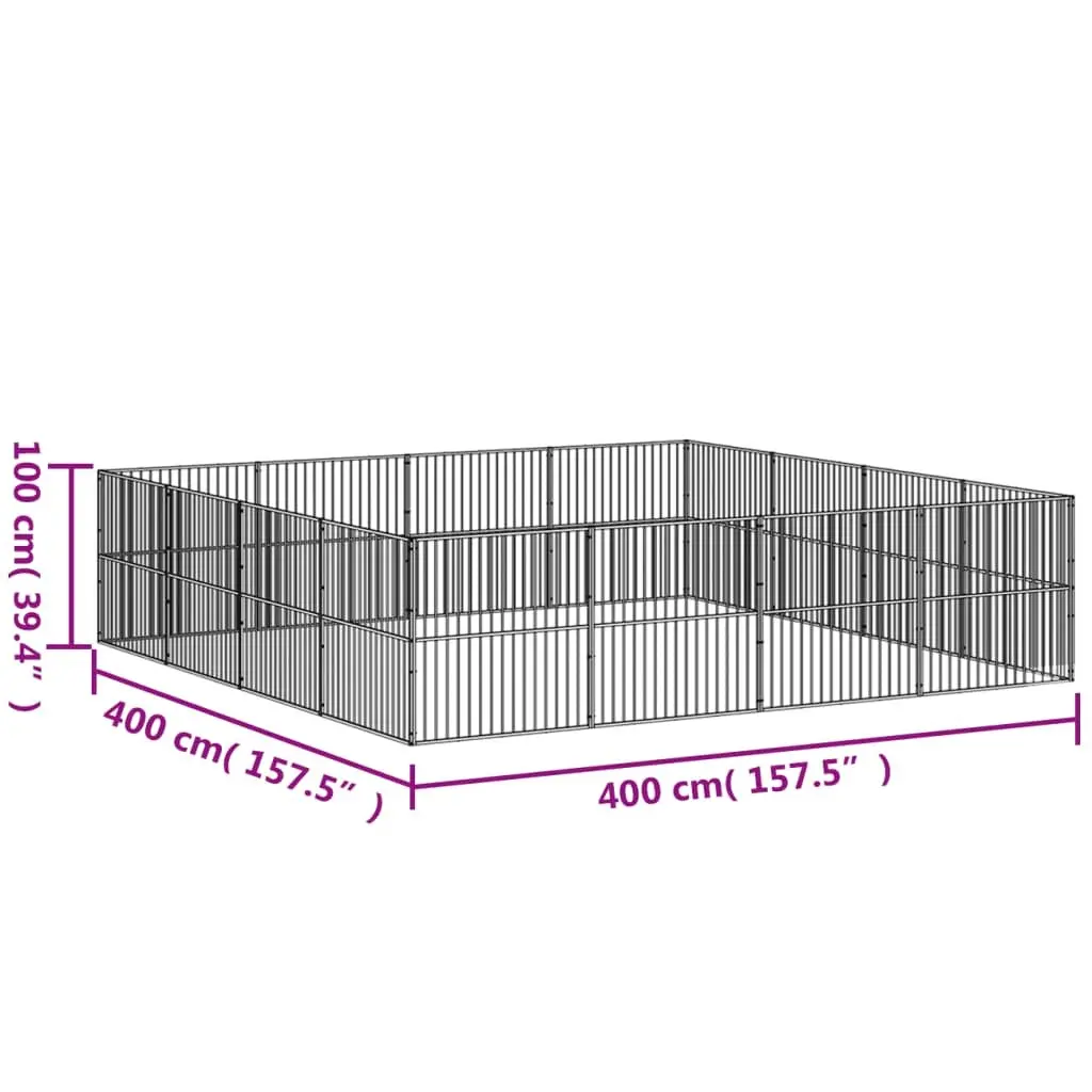 Dog Playpen 16 Panels Black Galvanised Steel Pet Exercise Enclosure Puppy Pen