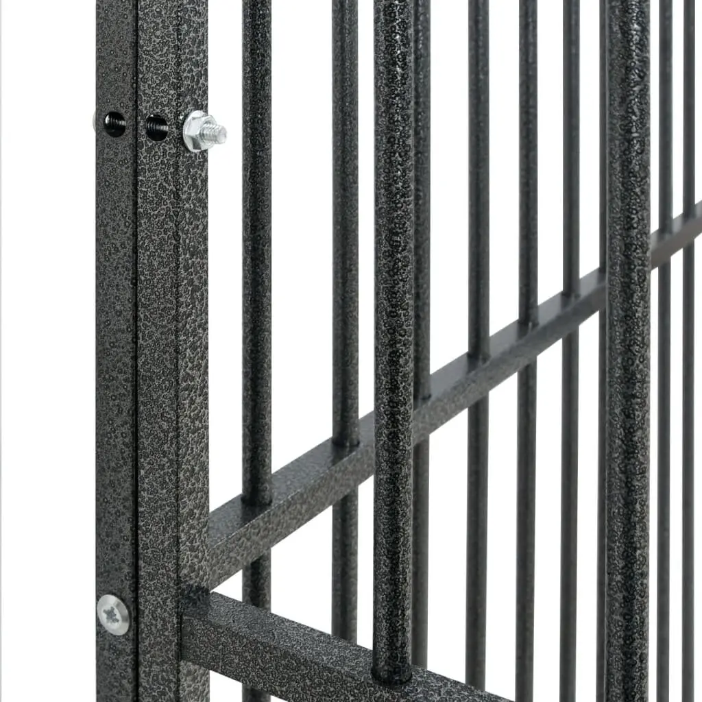Dog Playpen 8 Panels Black Galvanised Steel Outdoor Pet Enclosure Exercise