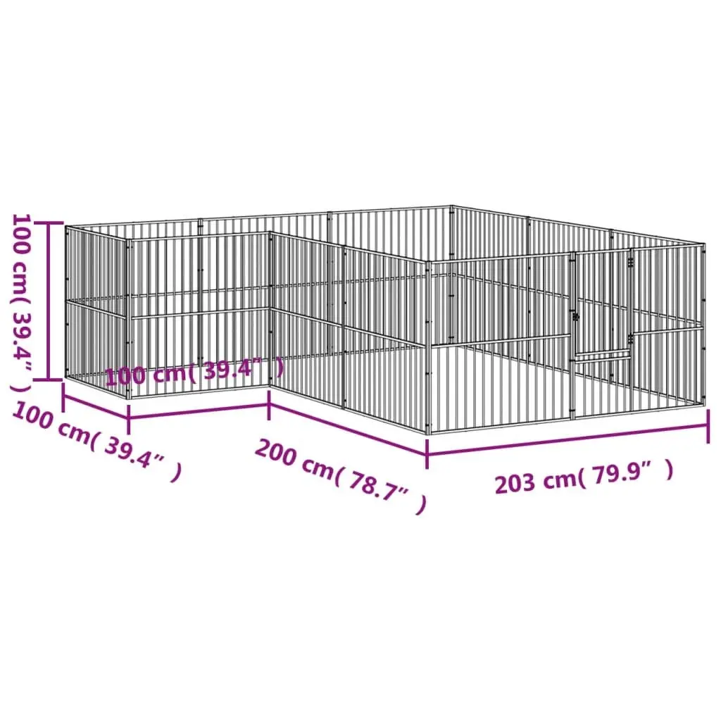 Dog Playpen Heavy-Duty Galvanised Steel 12 Panels Outdoor Pet Enclosure