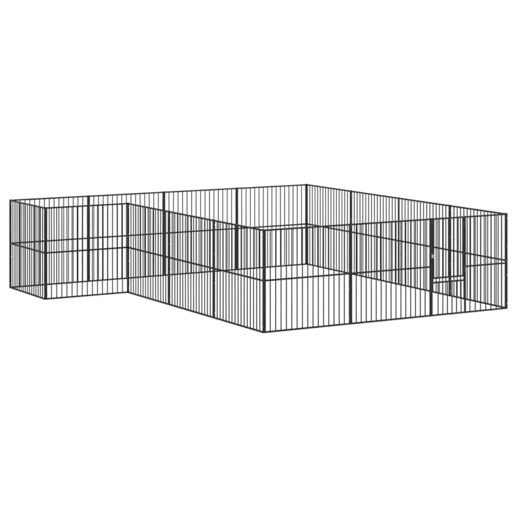 Dog Playpen Heavy-duty Galvanised Steel 16 Panels Black