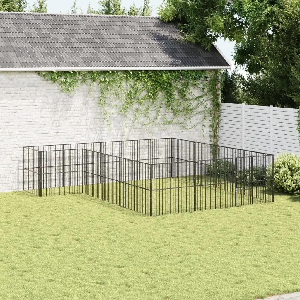 Dog Playpen Heavy-duty Galvanised Steel 16 Panels Black