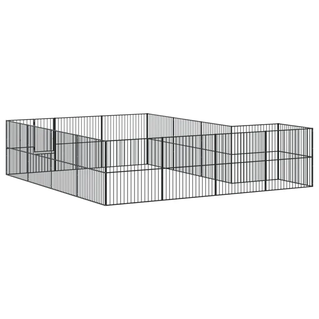 Dog Playpen Heavy-duty Galvanised Steel 16 Panels Black