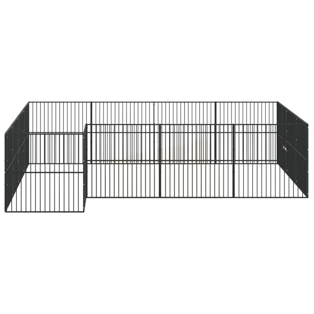 Dog Playpen Heavy-duty Galvanised Steel 16 Panels Black