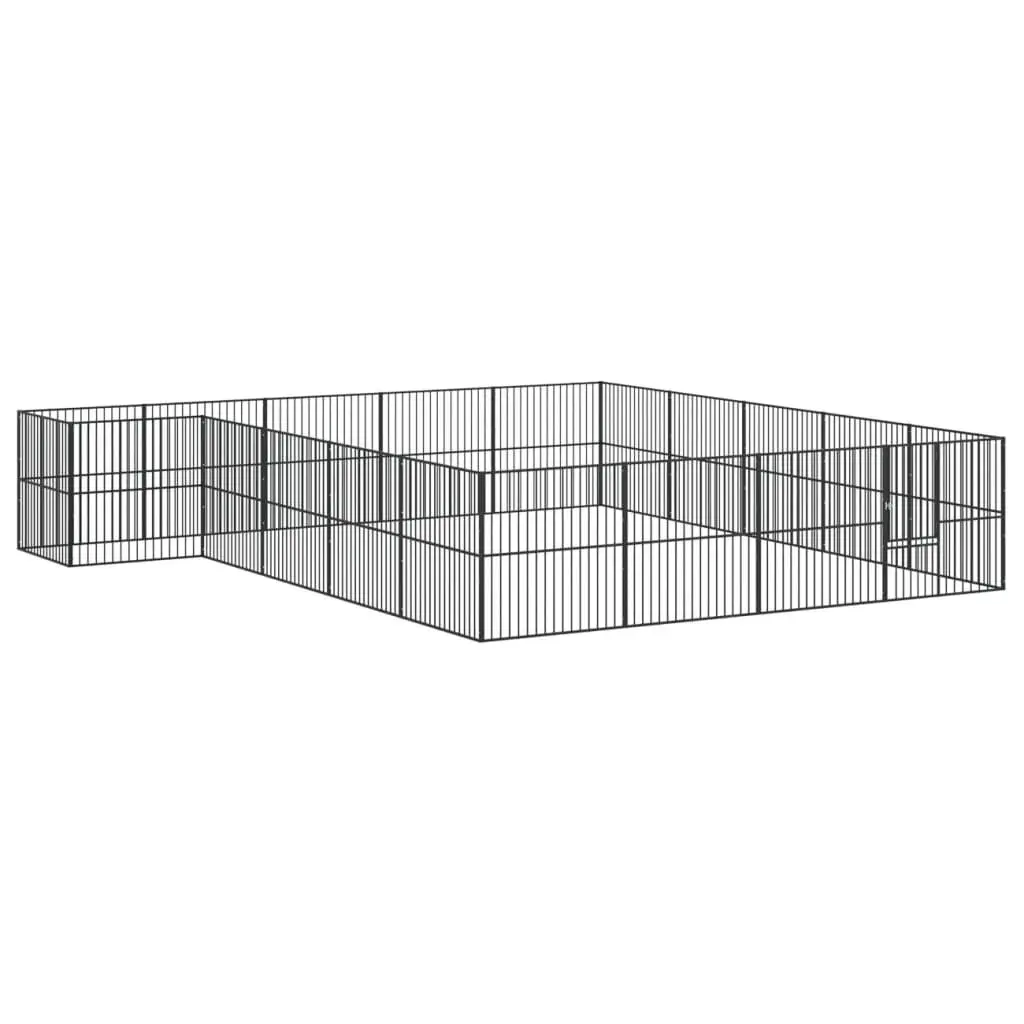 Dog Playpen Heavy-Duty Galvanised Steel 20 Panels Black