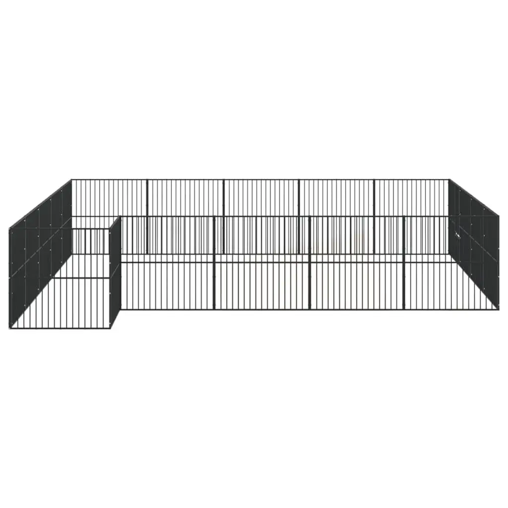 Dog Playpen Heavy-Duty Galvanised Steel 20 Panels Black