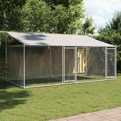 Your Dog's Outdoor Haven: Grey Cage with Roof 4x2x2m