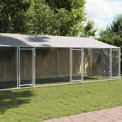 Friendly Outdoor Dog Cage with Roof and Doors