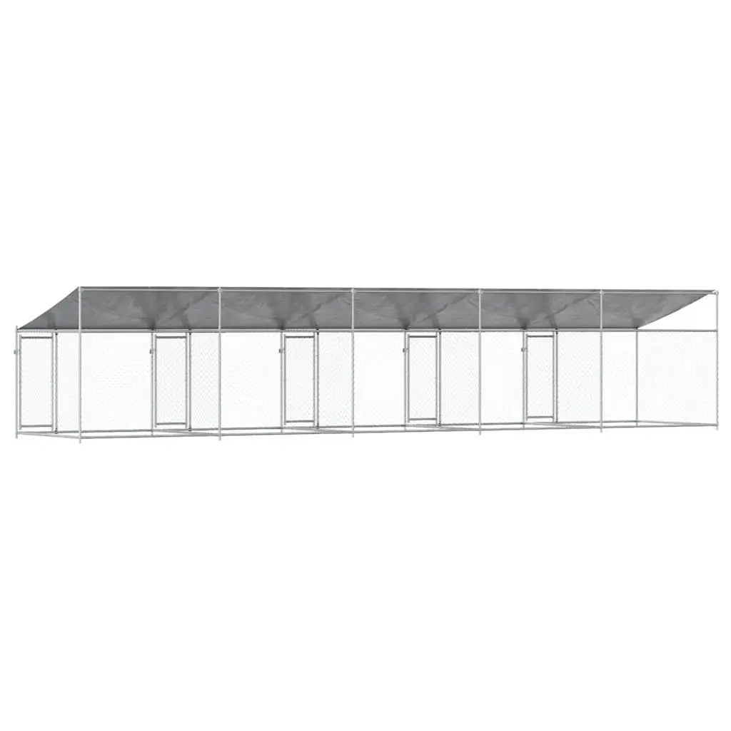 Dog Cage Outdoor Kennel with Roof Lockable Doors 10 x 2 x 2 m Grey Galvanised Steel