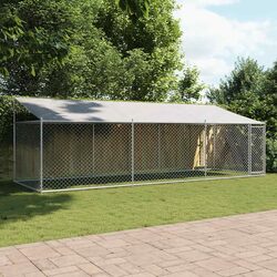 Comfy Dog Cage with Roof and Door Grey 6x2x2m for Pets