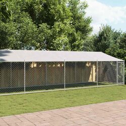 Friendly Grey Dog Cage with Roof - 12x2x2m for Your Pet