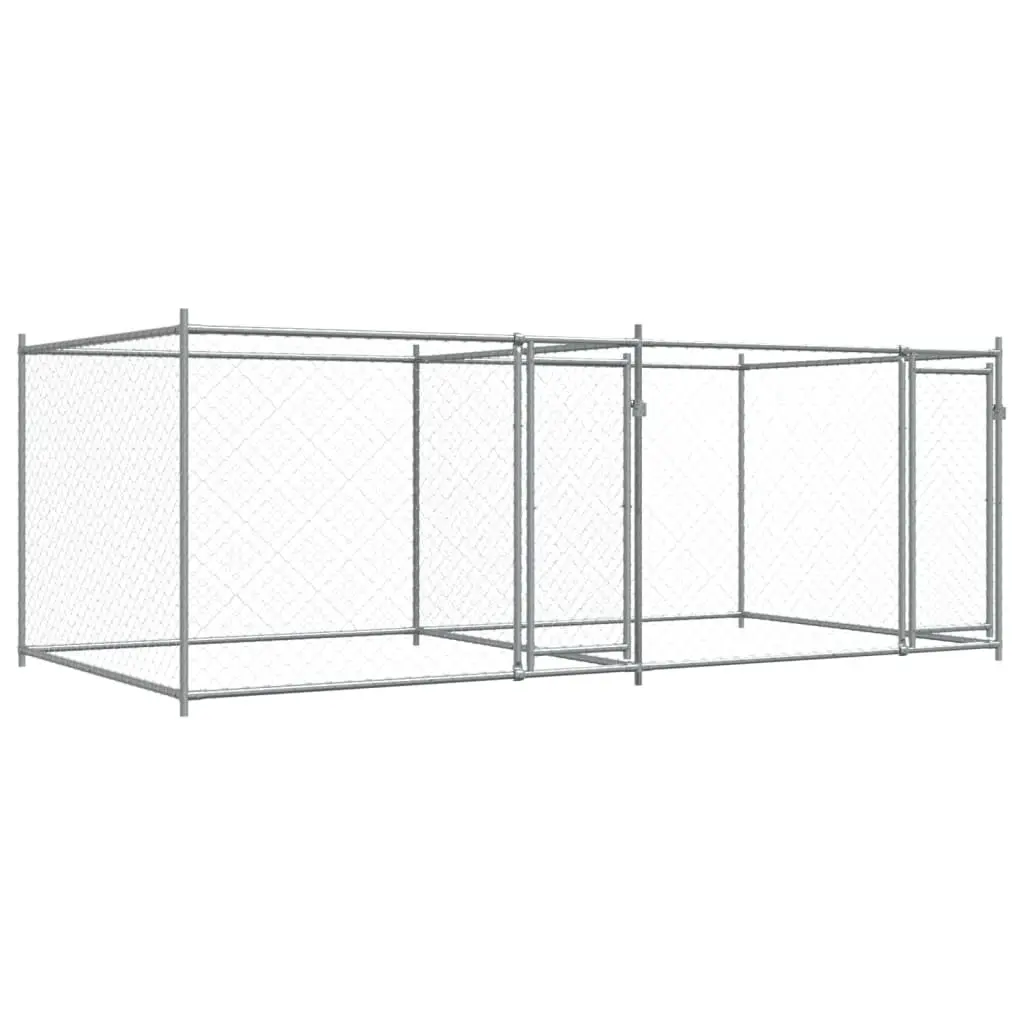 Dog Cage Galvanised Steel Outdoor Exercise Pen 4 x 2 x 1.5 m Grey