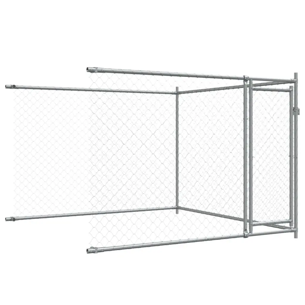 Dog Cage Galvanised Steel Outdoor Exercise Pen 4 x 2 x 1.5 m Grey