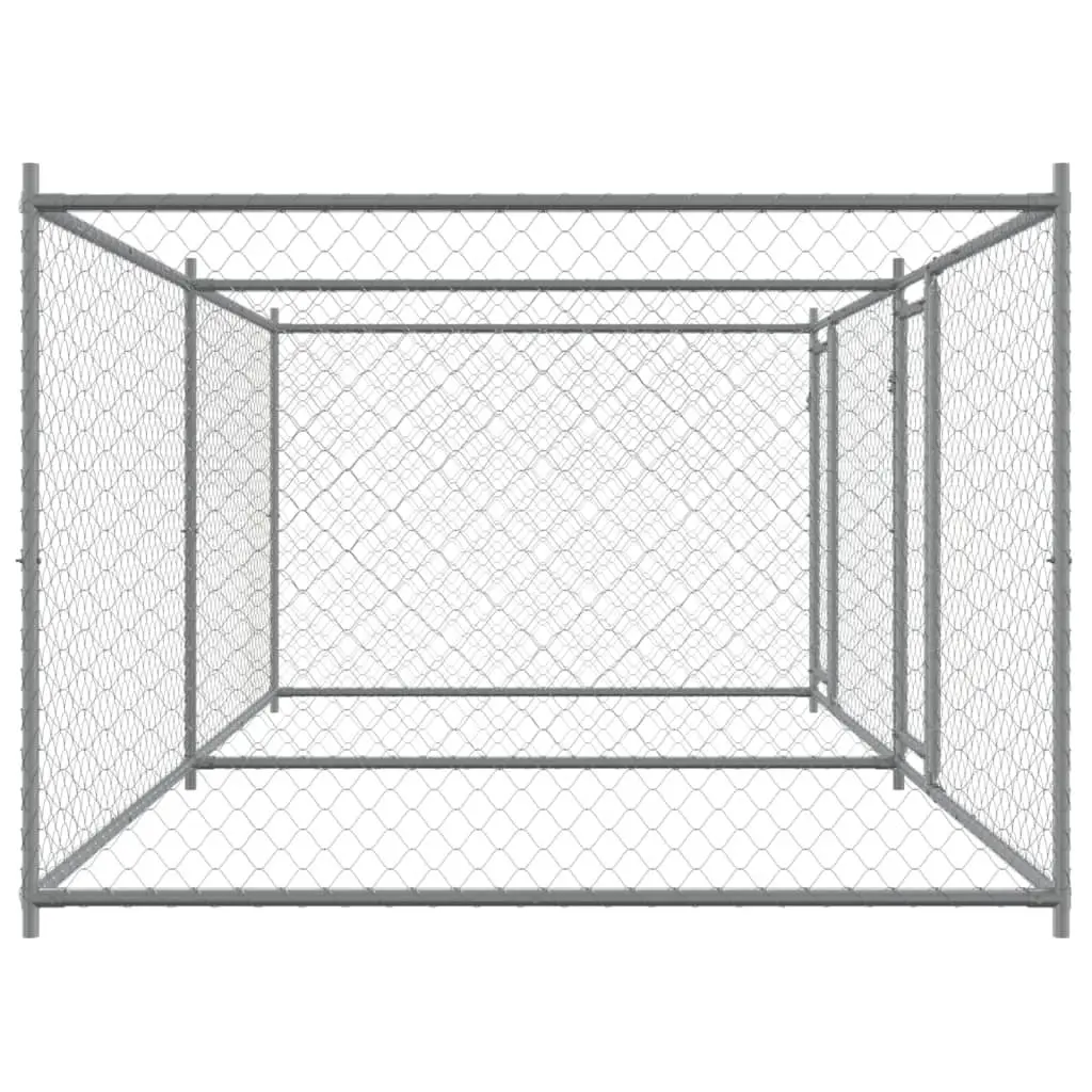 Dog Cage Galvanised Steel Outdoor Exercise Pen 4 x 2 x 1.5 m Grey