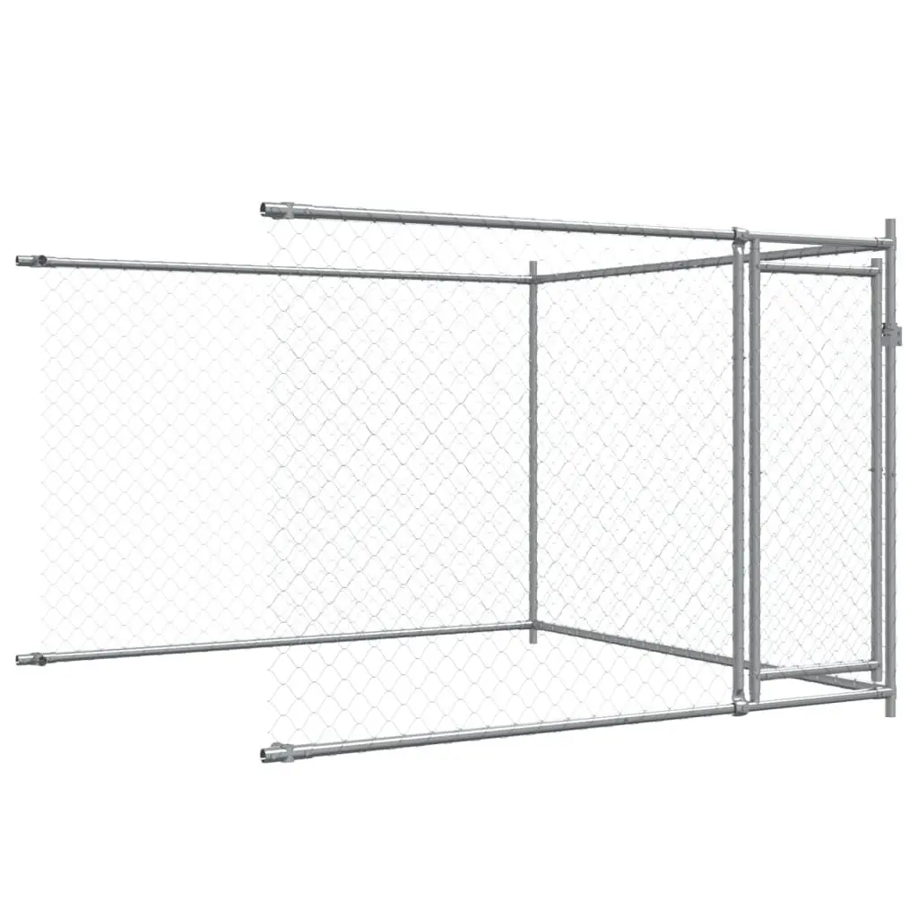 Outdoor Pet Run Dog Kennel Cage Grey 8x2x1.5m Galvanised Steel with Lockable Doors