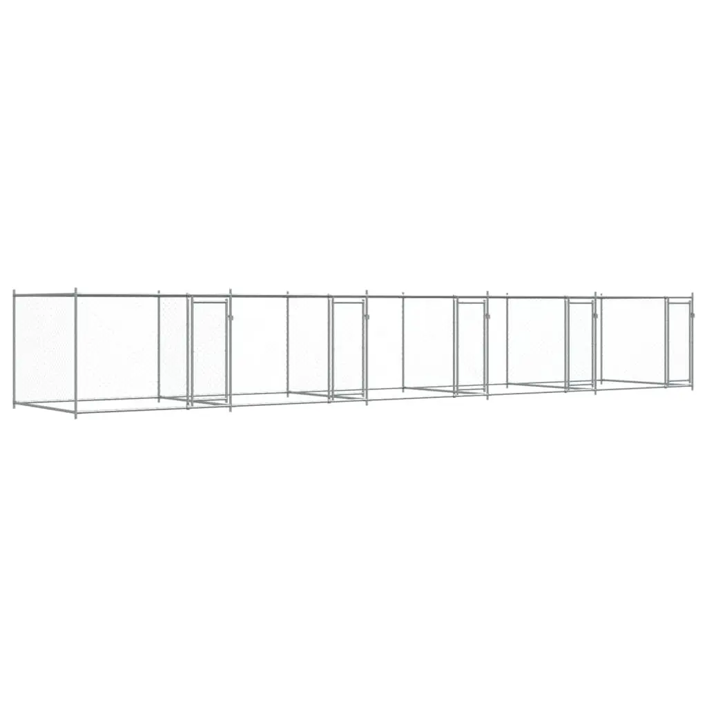 Dog Kennel Outdoor Pet Enclosure Galvanised Steel Grey 10m x 2m x 1.5m