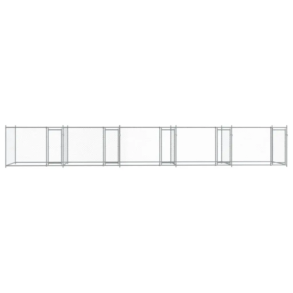 Dog Kennel Outdoor Pet Enclosure Galvanised Steel Grey 10m x 2m x 1.5m