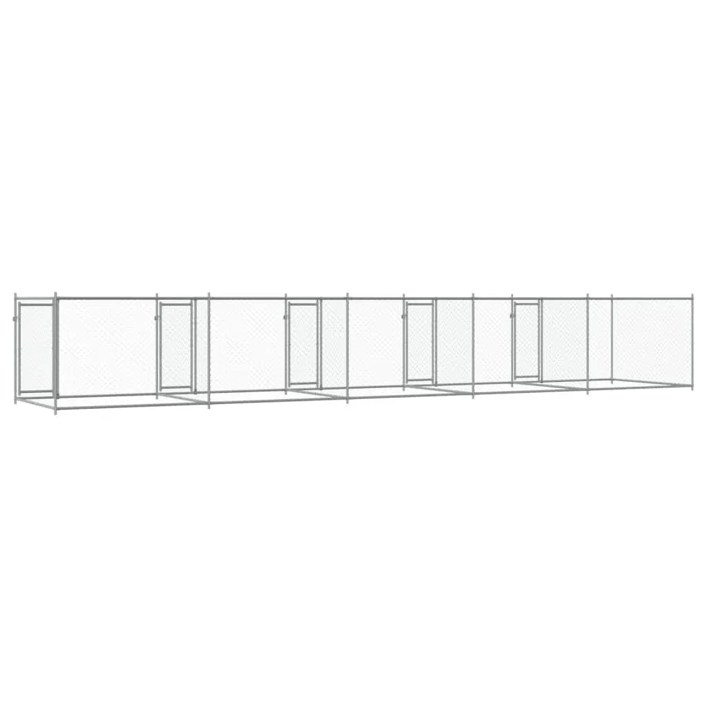 Dog Kennel Outdoor Pet Enclosure Galvanised Steel Grey 10m x 2m x 1.5m