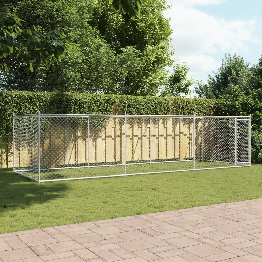Dog Kennel Outdoor Enclosure Heavy-duty Galvanised Steel Mesh Grey 6 x 2 x 1.5 m