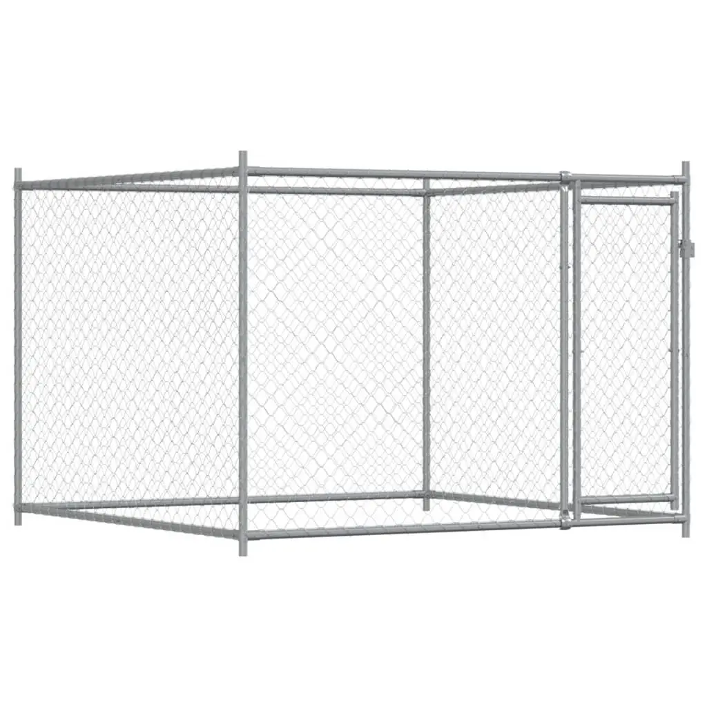 Dog Kennel Outdoor Enclosure Heavy-duty Galvanised Steel Mesh Grey 6 x 2 x 1.5 m