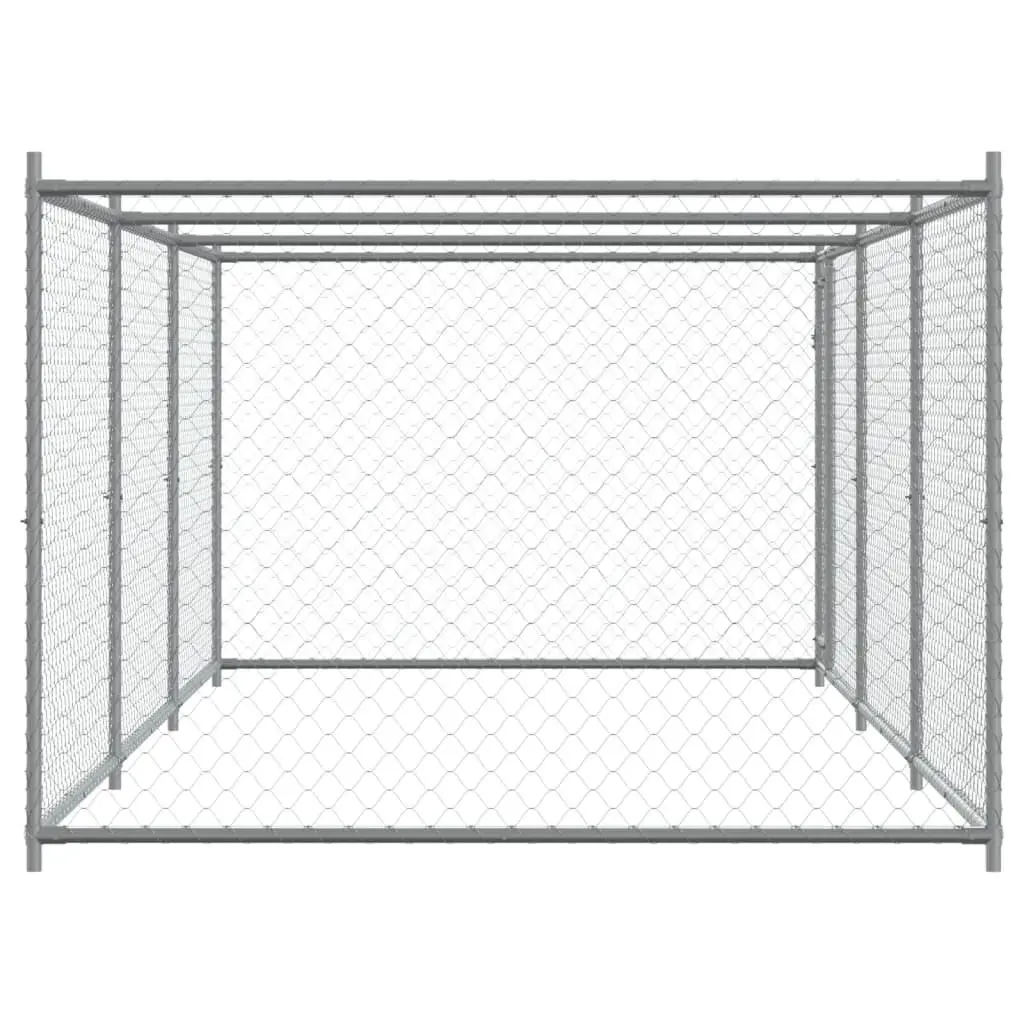 Dog Kennel Outdoor Enclosure Heavy-duty Galvanised Steel Mesh Grey 6 x 2 x 1.5 m