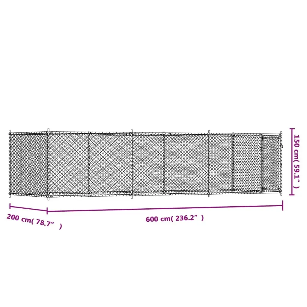 Dog Kennel Outdoor Enclosure Heavy-duty Galvanised Steel Mesh Grey 6 x 2 x 1.5 m