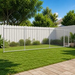 Friendly Grey Dog Cage for Outdoor Fun