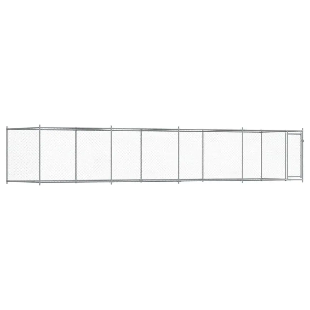 Dog Cage Grey Outdoor Kennel Pen Mesh Galvanised Steel 8 x 2 x 1.5 m