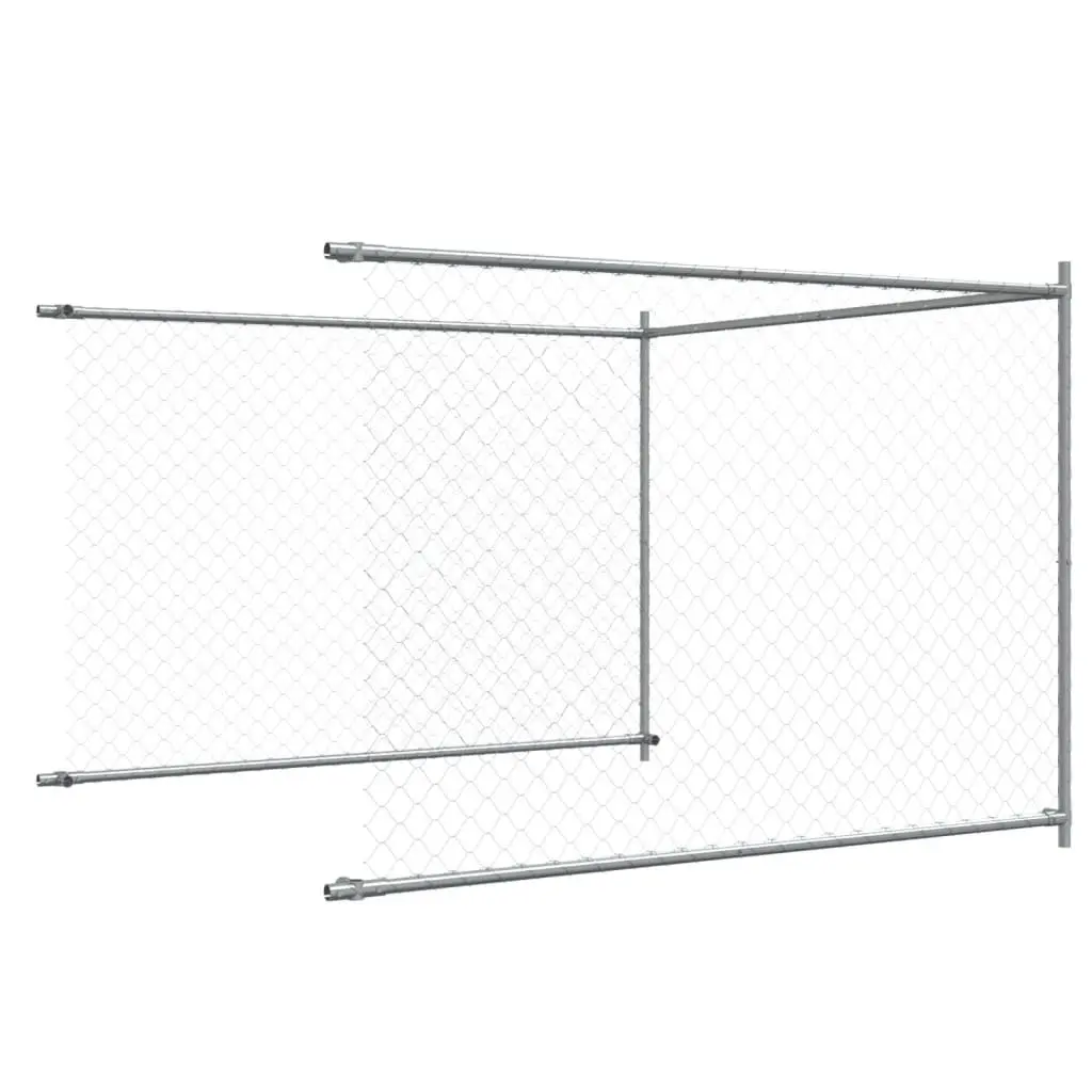 Dog Cage Grey Outdoor Kennel Pen Mesh Galvanised Steel 8 x 2 x 1.5 m