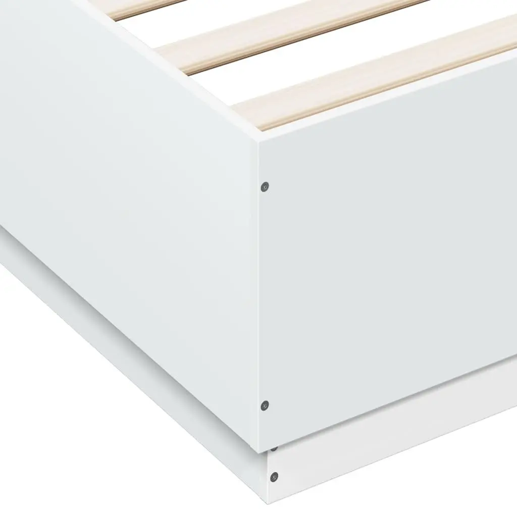 Bed Frame RGB LED Lights Slatted Base White 150x200 cm