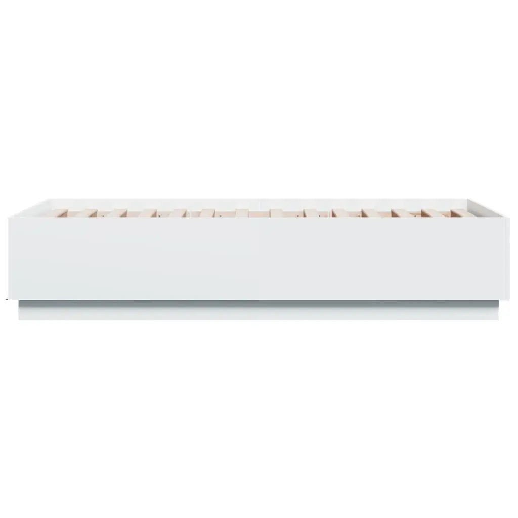 LED Bed Frame White RGB Lights 90x190 cm Slatted Base Engineered Wood