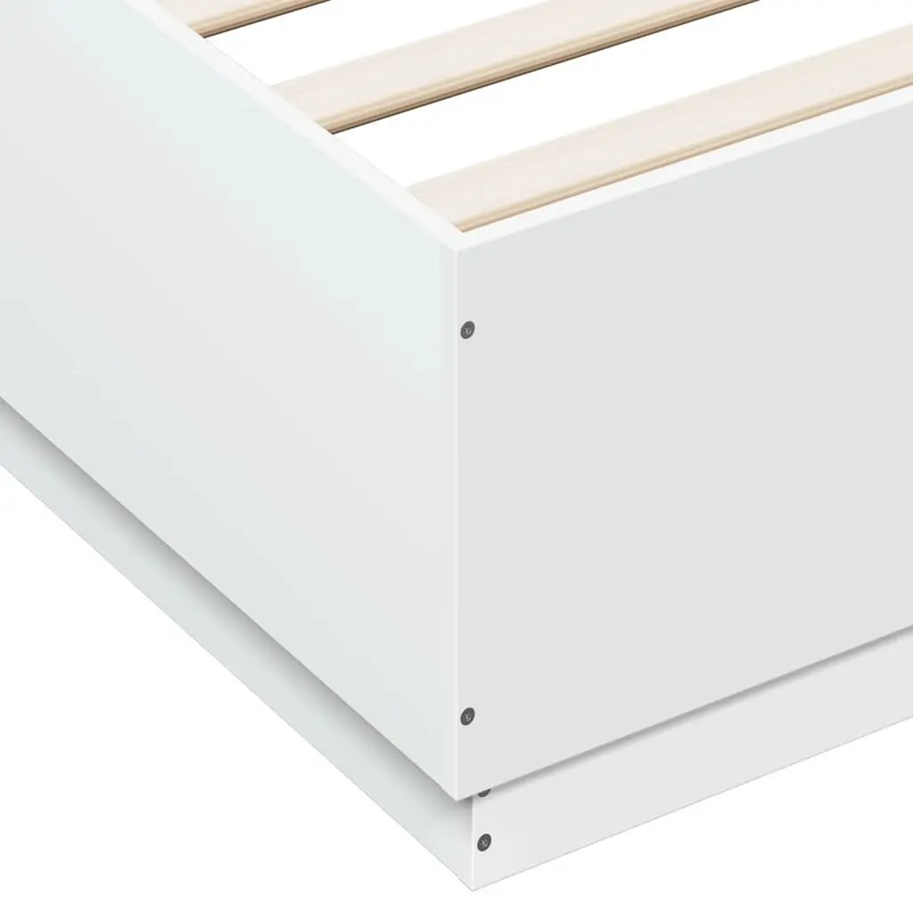 White Bed Frame 150x200 cm Modern Design Slatted Base Engineered Wood Bedroom
