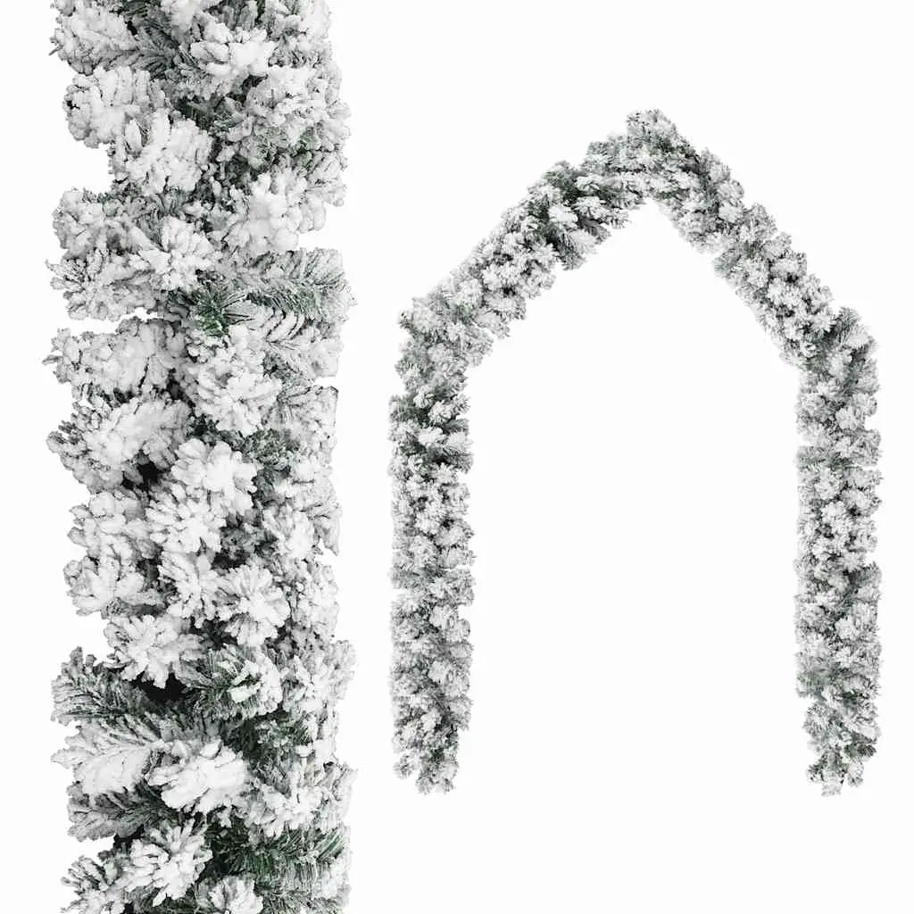 Christmas Garland Green 5m Flocked Snow Holiday Decoration Indoor Outdoor