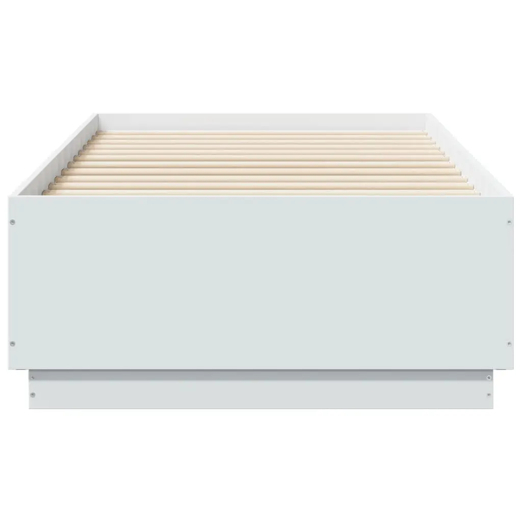 White Modern Bed Frame Slatted Base 90x190 cm Engineered Wood
