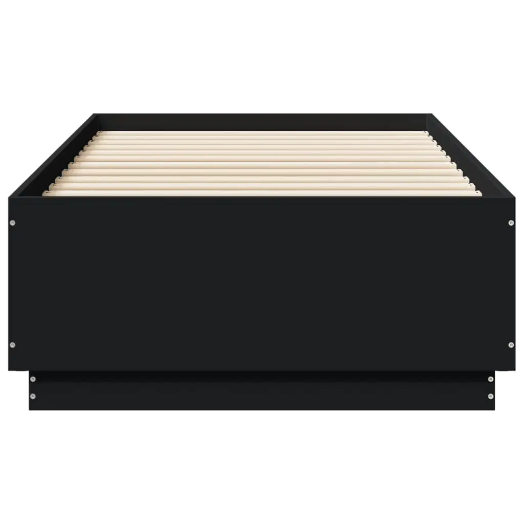 Black Bed Frame Engineered Wood 90x190 cm with Slatted Base for Bedroom Furniture